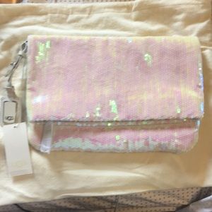 NWT UGG Sequin Iridescent fold-over clutch